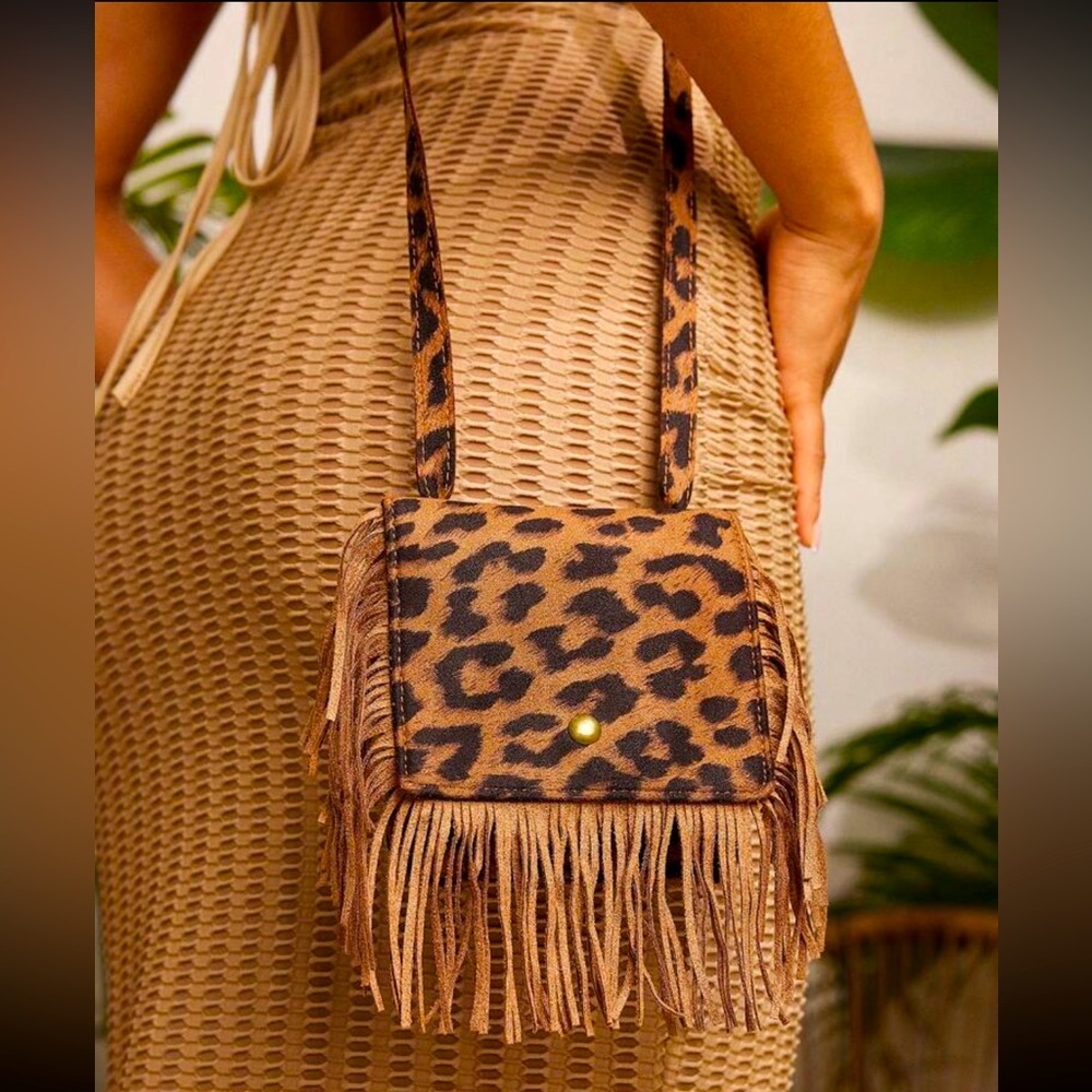 Cheetah Fringe CrossBody Mini Purse NWT